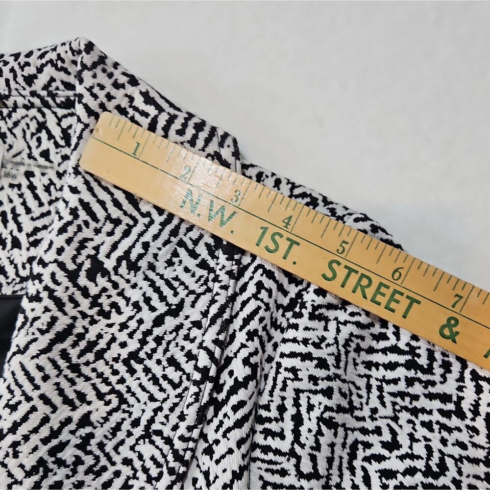 NWT Calvin Klein Women's Black White Herringbone Tweed Ruffle Lined Blazer 16W - Picture 7 of 12